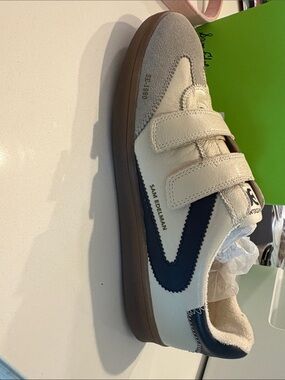 Sam Edelman Cream and Navy Velcro Sneakers